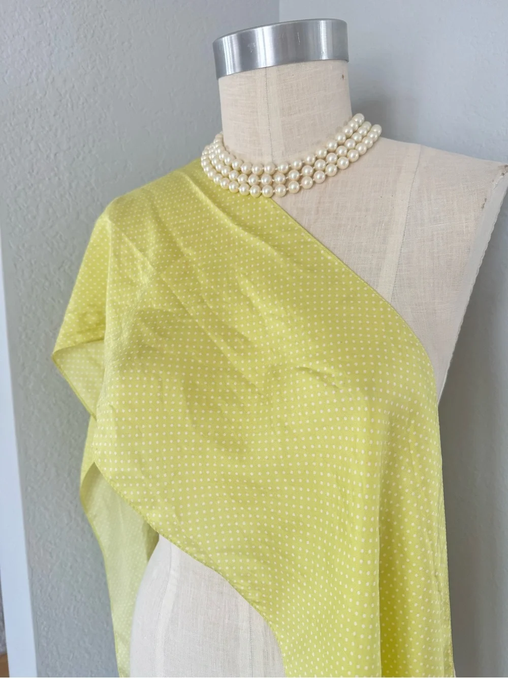 100% Silk Coldwater Creek Polka Dot Lemon Scarf 72”x10”